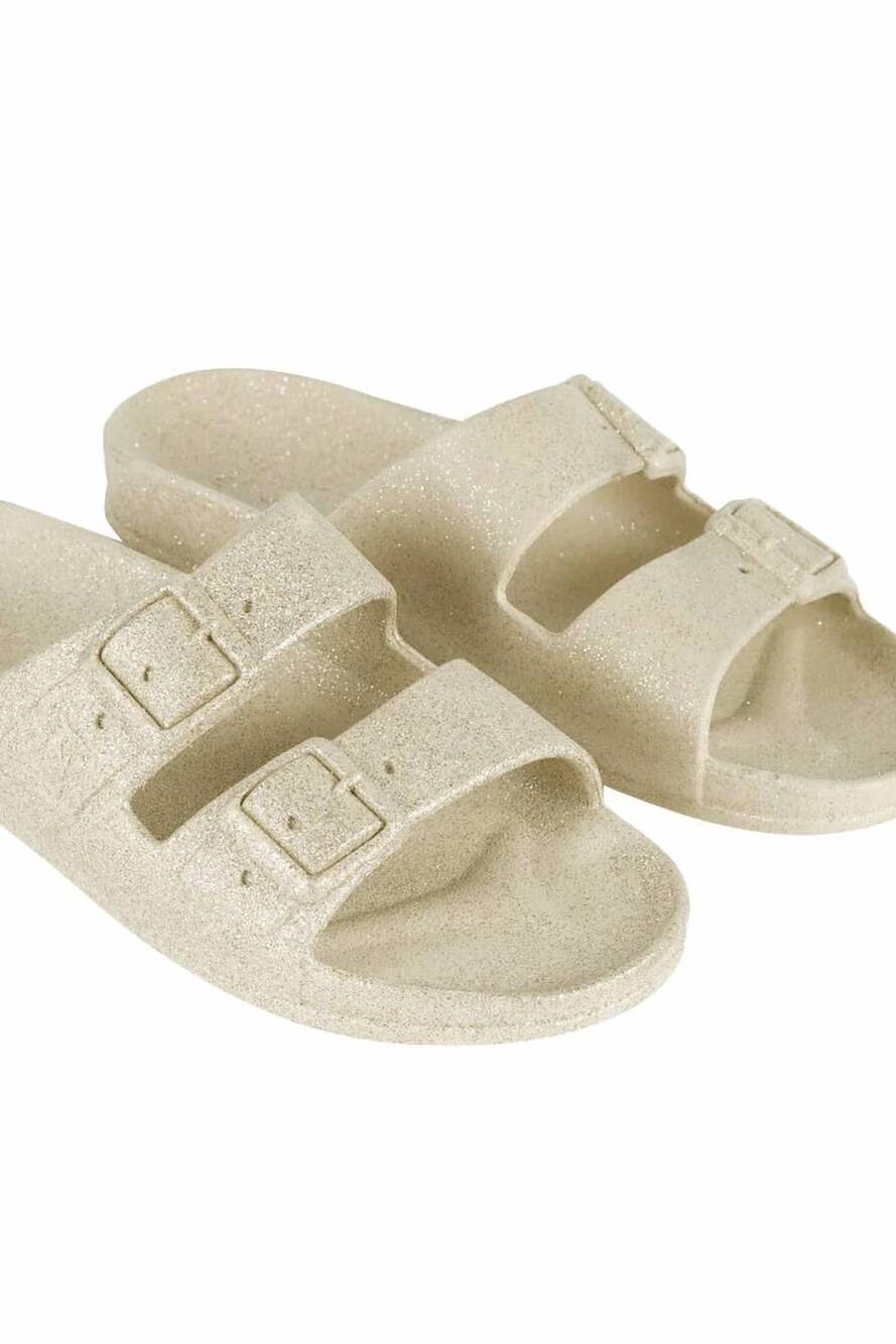 NEW CACATOES women's carioca sandal in silver sparkle